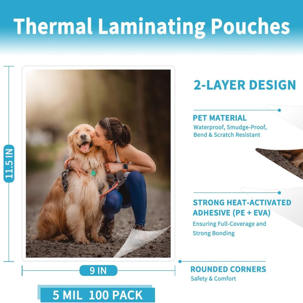 9527 Product Thermal Laminating Pouches 9” x 11.5” – 5 Mil Clear Letter Size Laminating Sheets, 100 Pack