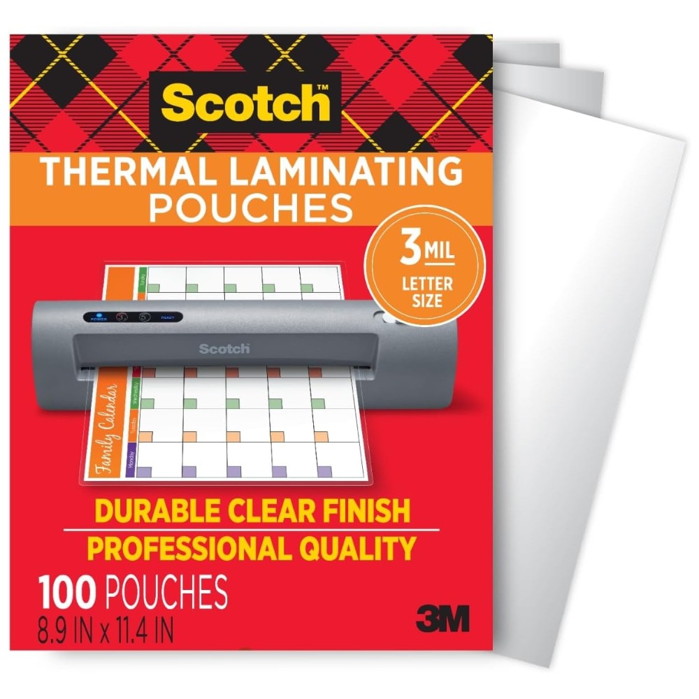 Scotch Thermal Laminating Pouches, 8.9 x 11.4 Inches – Letter Size, 3 Mil Clear Laminating Sheets, 100 Count