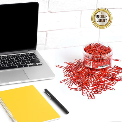 Kempshott 450 Red Vinyl-Coated Paper Clips – Assorted Sizes 28mm, 33mm & 50mm for Home, School & Office