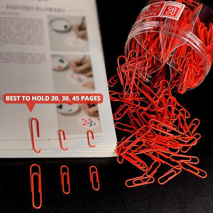 Kempshott 450 Red Vinyl-Coated Paper Clips – Assorted Sizes 28mm, 33mm & 50mm for Home, School & Office
