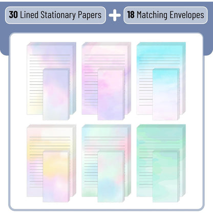 Mr. Pen Stationery Writing Paper Set with Envelopes – Pastel Letter Paper, 8.18" x 5.5", Decorative Writing Stationery